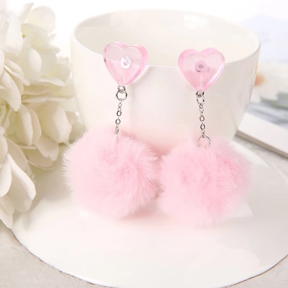 Pink Fur Earrings